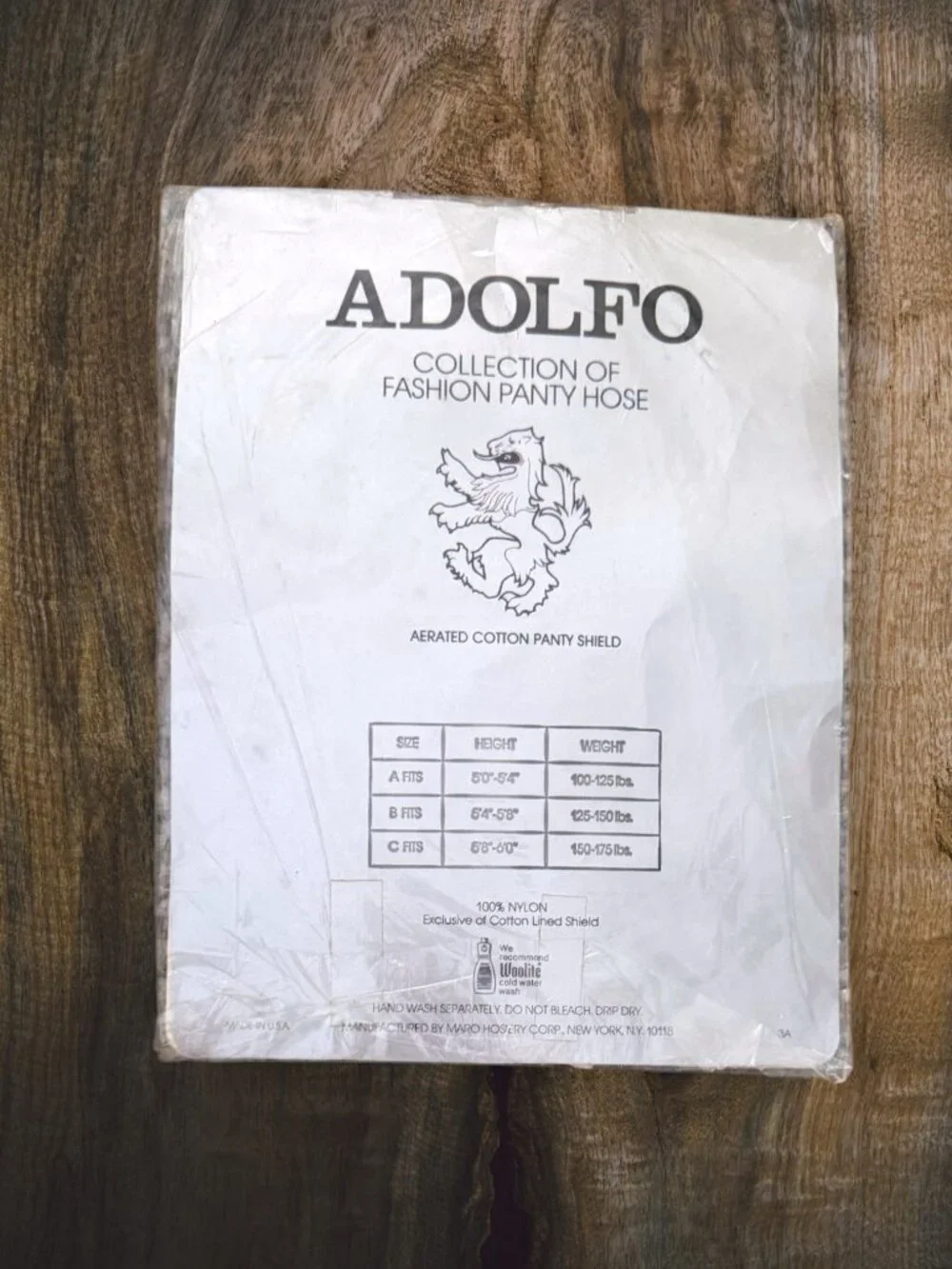 Vintage Adolfo Pantyhose Lingerie Top Sandalfoot Bone Size B NOS Made USA